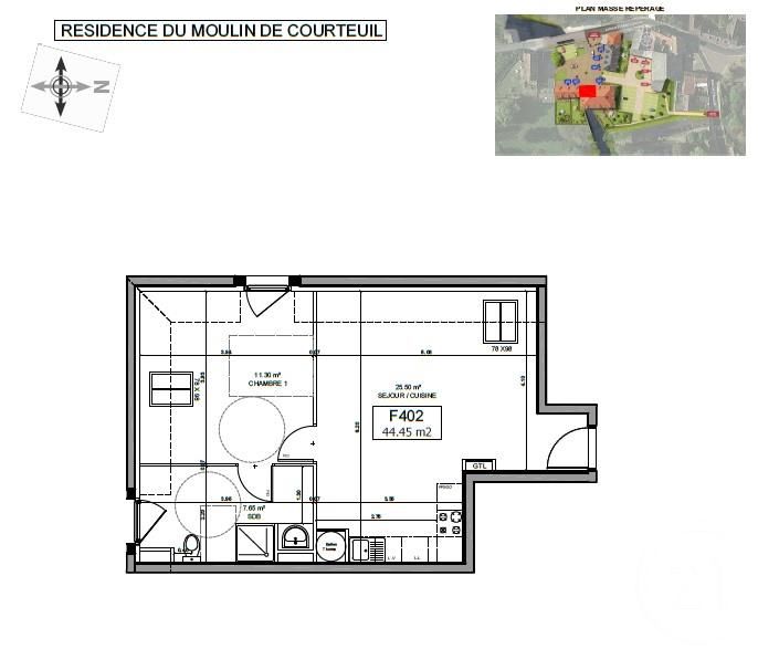 Appartement F2 à vendre - 2 pièces - 44.45 m2 - COURTEUIL - Miniature 3