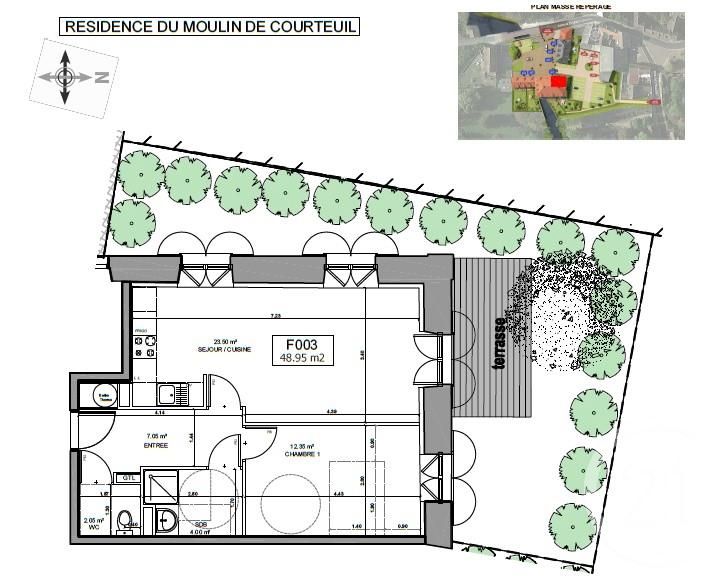 Appartement F2 à vendre - 2 pièces - 48.95 m2 - COURTEUIL - Miniature 3