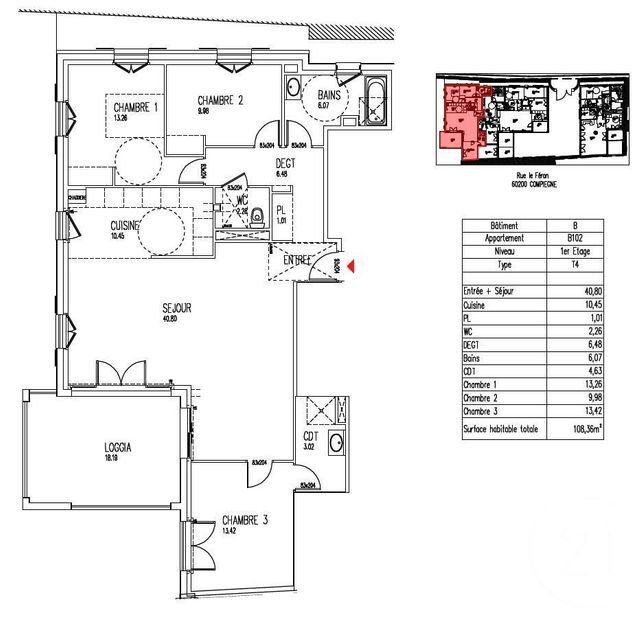 Appartement F4 à vendre - 4 pièces - 108.36 m2 - COMPIEGNE - 60 - PICARDIE - Century 21 Infinity