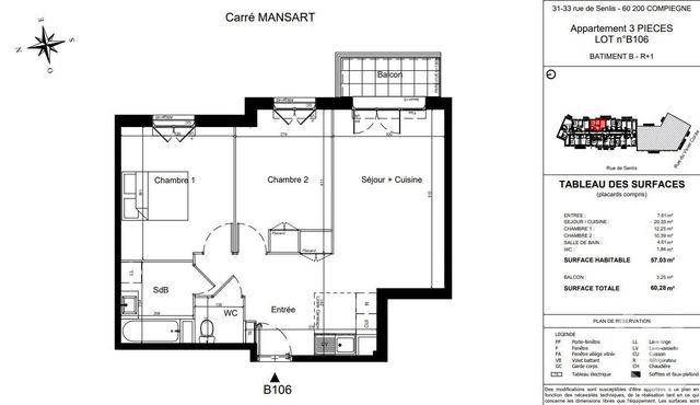 Appartement F3 à vendre - 3 pièces - 57.03 m2 - COMPIEGNE - 60 - PICARDIE - Century 21 Infinity