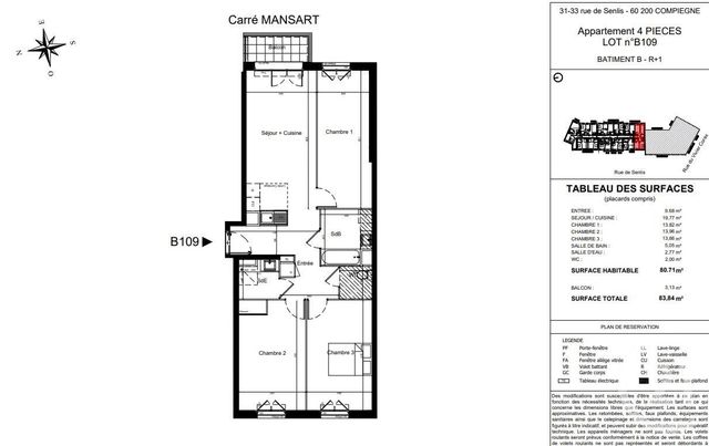 Appartement F4 à vendre - 4 pièces - 80.71 m2 - COMPIEGNE - 60 - PICARDIE - Century 21 Infinity
