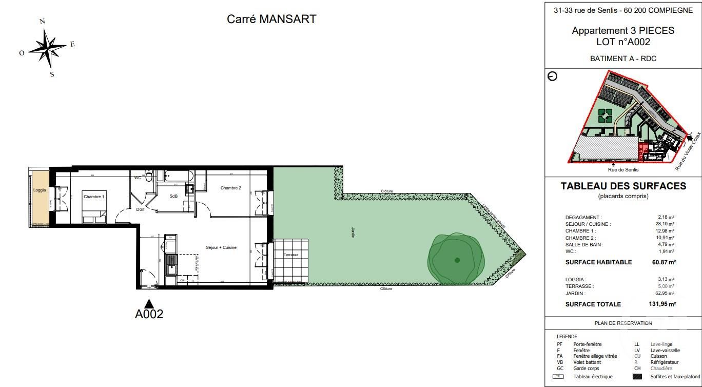 Appartement F3 à vendre - 3 pièces - 60.87 m2 - COMPIEGNE - Miniature 3