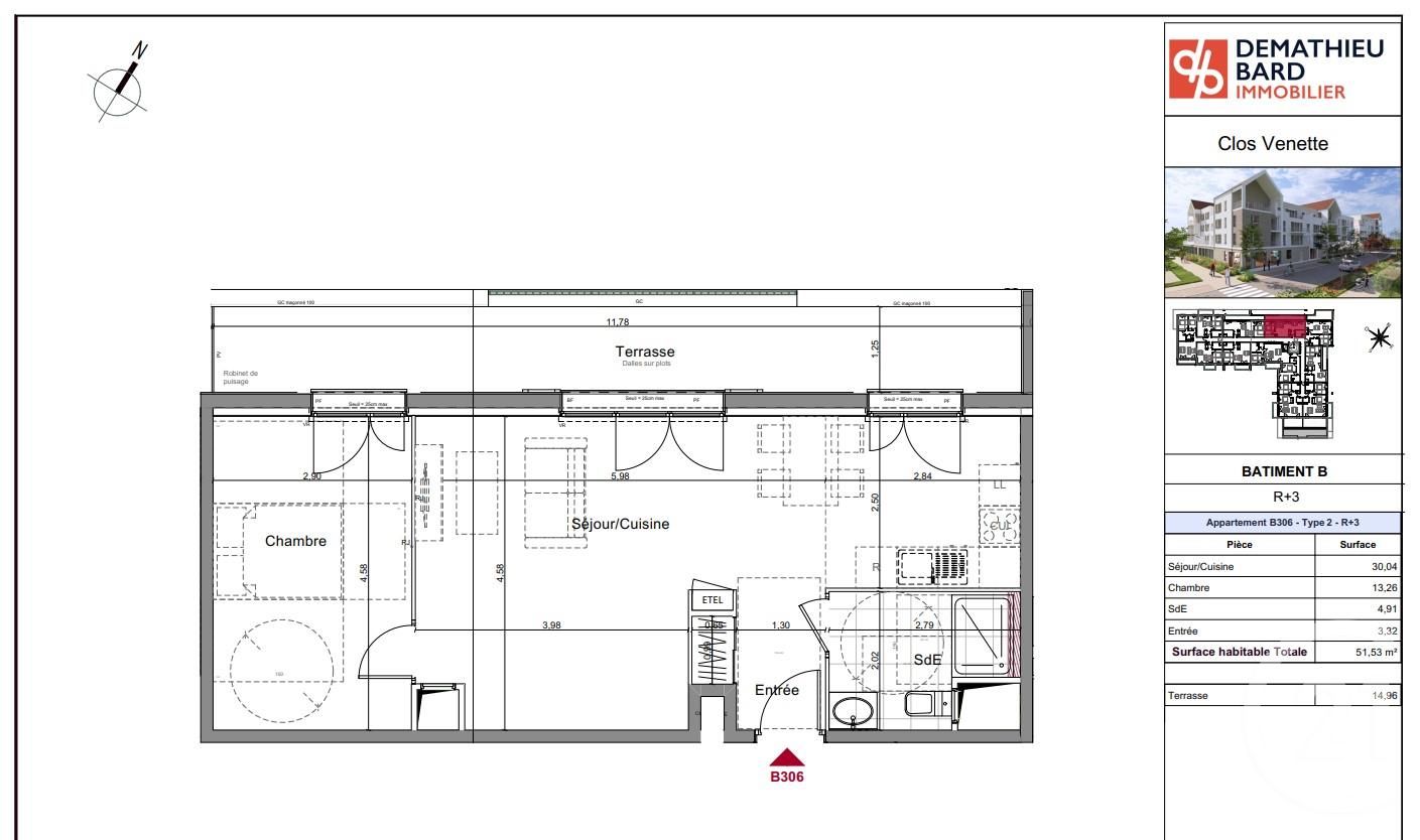 Appartement F2 à vendre - 2 pièces - 51.53 m2 - VENETTE - Miniature 3