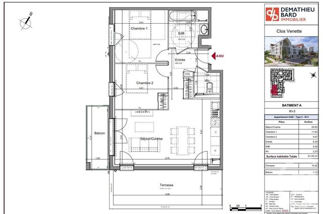 Afficher la photo en grand Appartement F3 à vendre - 3 pièces - 61.05 m2 - VENETTE - 60 - PICARDIE - Century 21 Infinity