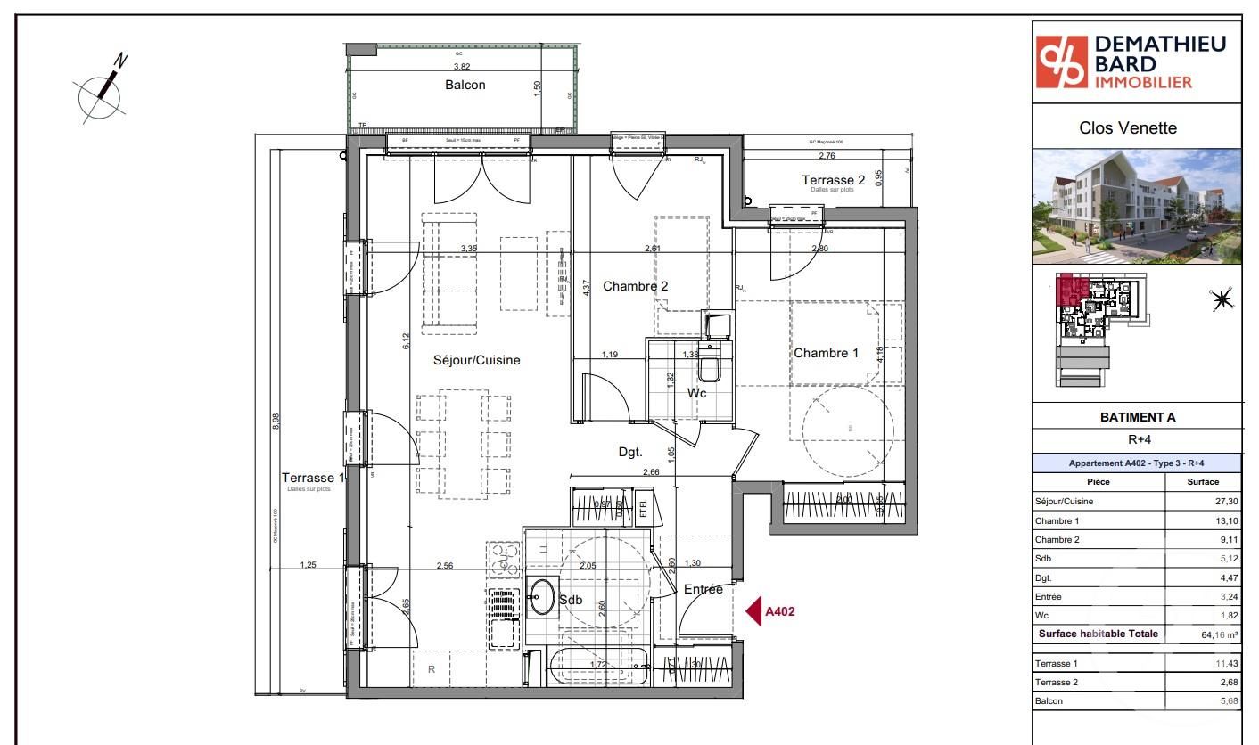Appartement F2 à vendre - 2 pièces - 53.57 m2 - VENETTE - Miniature 2