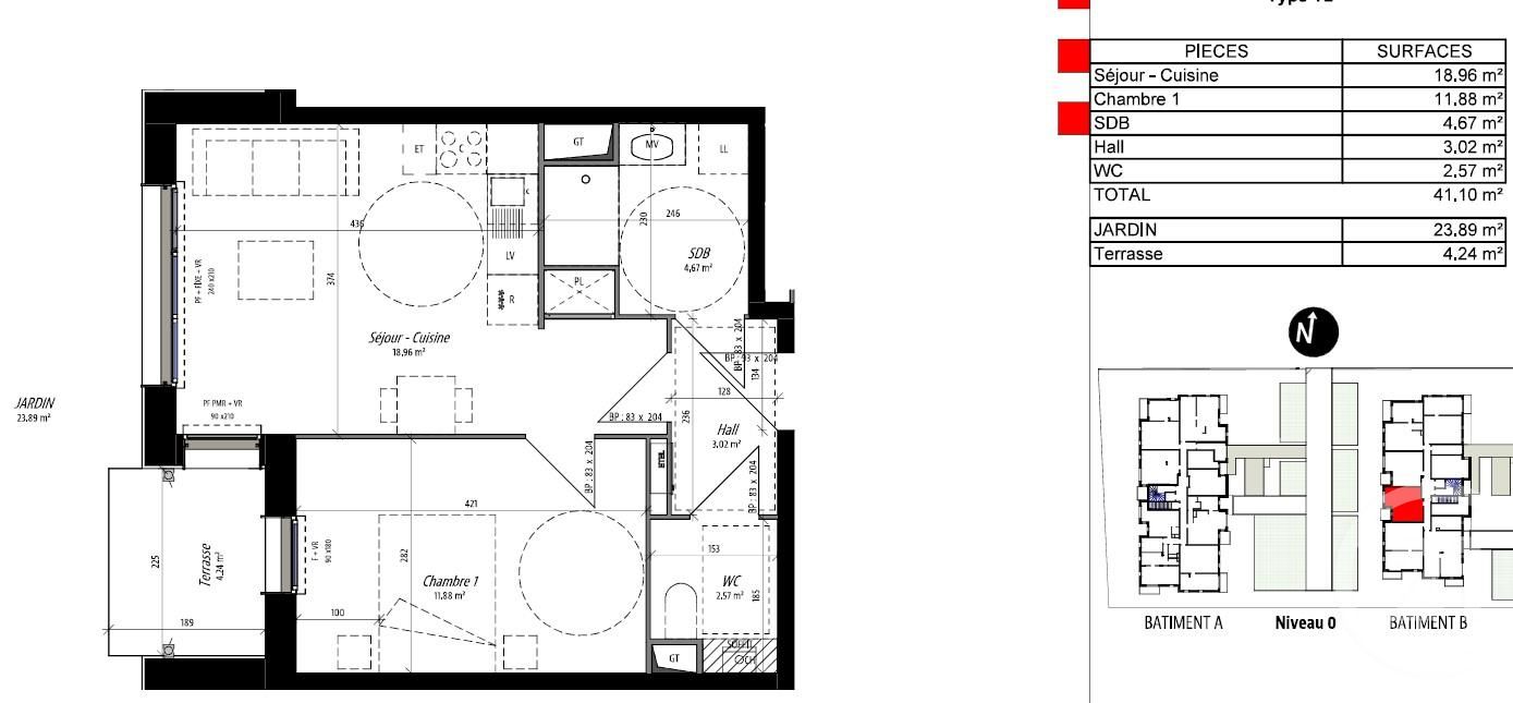 Appartement F2 à louer - 2 pièces - 41.1 m2 - COMPIEGNE - Miniature 2