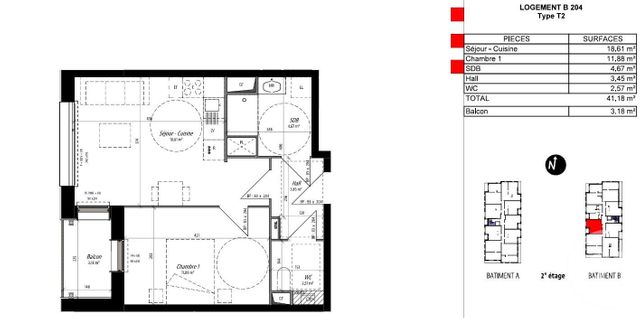 Appartement F2 à louer - 2 pièces - 41.14 m2 - COMPIEGNE - 60 - PICARDIE - Century 21 Infinity